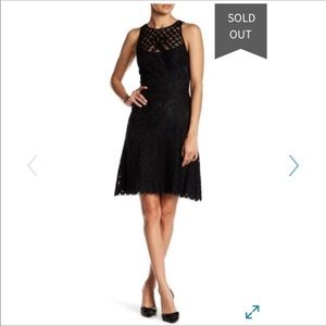 Vera Wang Black Lace A Line Cocktail Dress